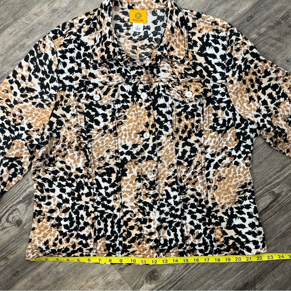 Ruby Rd. Animal Print Collared Lightweight Jacket… - image 7